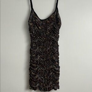 Elegant Brown Ruched Dress
